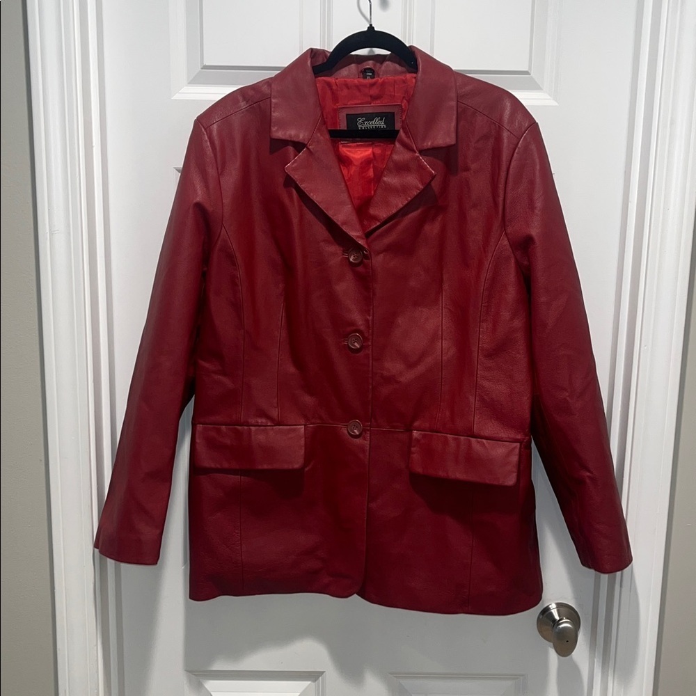 Excelled 100% Genuine Leather Coat Burgundy/Wine Red Jacket Blazer Oversized